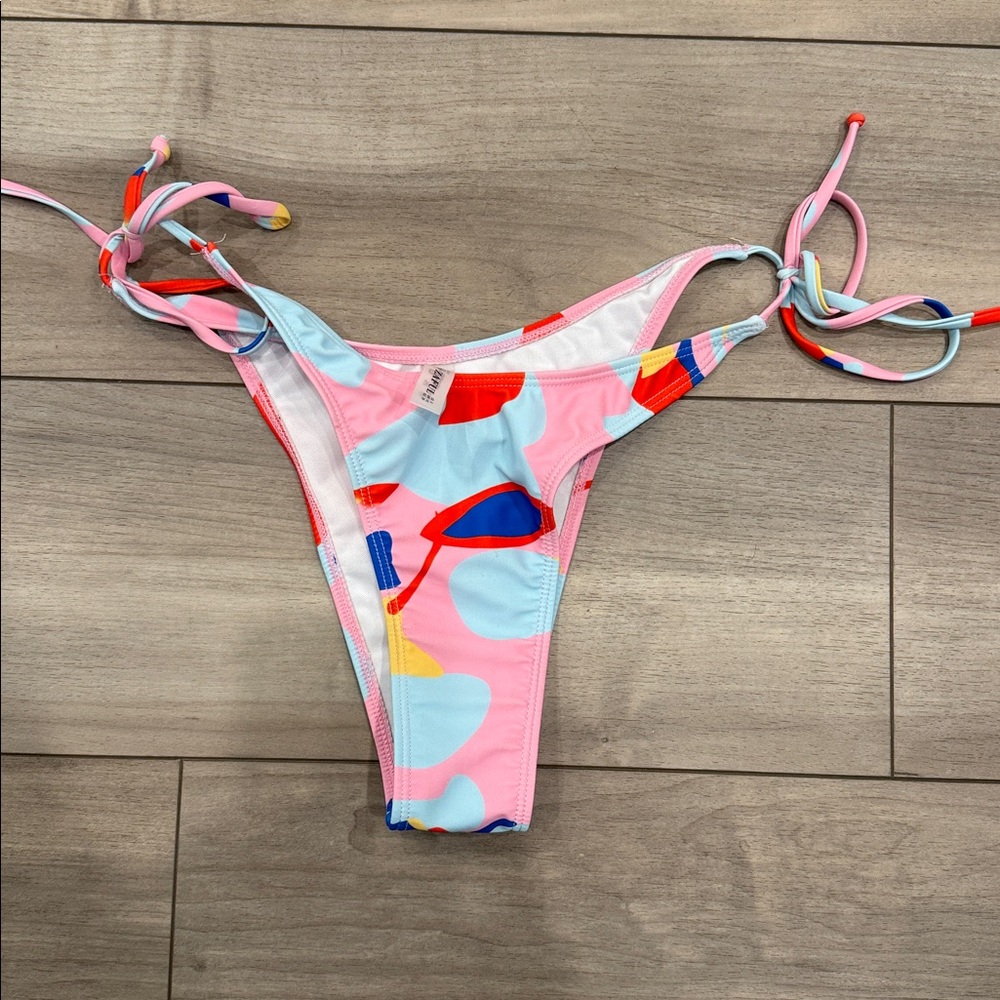 Womens Pink & Red Tie-Side Swim Bottoms